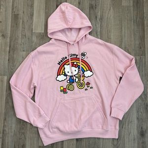 Hello Kitty Sanrio Bioworld Pink Pullover Hoodie Size Extra Large Rainbow
